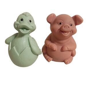 2 VINTAGE PIGGY BANKS PIG & DUCK AZ FEDERAL CREDIT UNION & DOWNEY SAVINGS 🐥🐷